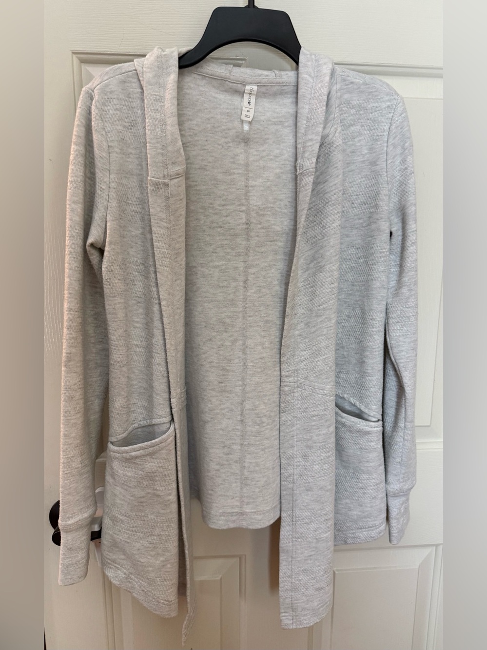Ideology Light Gray Hooded Open-Front Cardigan